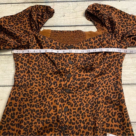 Beautiful Good American cheetah print satin feel puff sleeve midi maxi dress XL - Picture 9 of 12